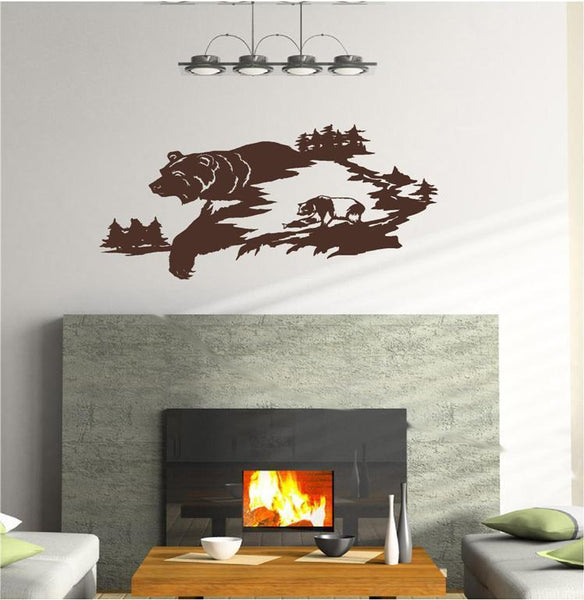Momma Bear and Cub Wall Decals Mural Home Decor Vinyl Stickers Decorate Your Bedroom Man Cave Nursery