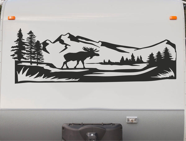 Moose Mountains RV Camper Replacement Decal Scene Trailer Stickers CT05