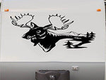 Moose Rustic Mountain RV Camper Vinyl Decal Sticker  Scene