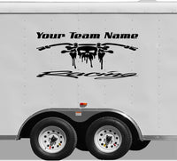 Motorcycle Skull Racing Team Name Trailer Decal Vinyl Decal Custom Text Trailer Sticker YT06B