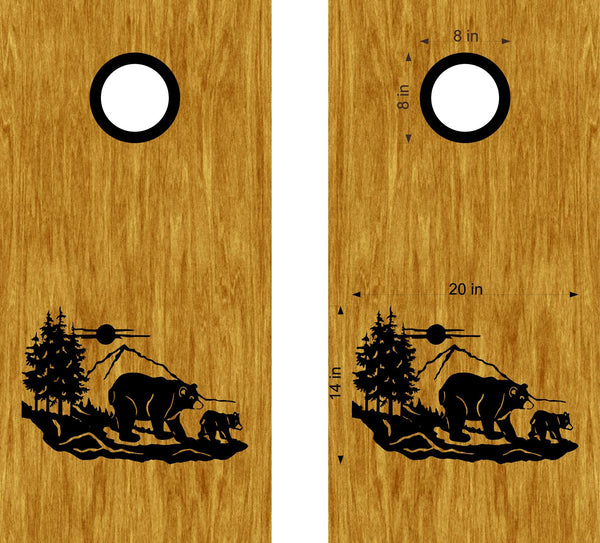 Mountain Bear Cub Cornhole Board Decals Sticker