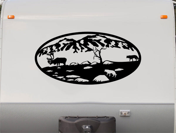 Mountains Lake Deer RV Camper 5th Wheel Motor Home Vinyl Decal Sticker    V10