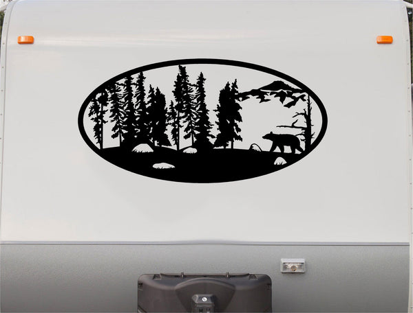 Mountains Lake Deer RV Camper 5th Wheel Motor Home Vinyl Decal Sticker    V11