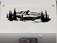 Mountains Lake Pine Tree RV Camper Camping Decal Sticker A Mirrored Set
