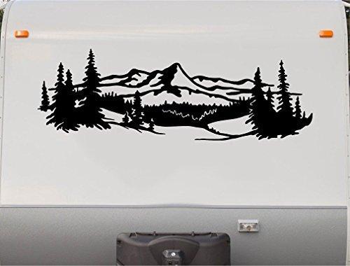 Mountains Lake Pine Tree RV Camper Camping Decal Sticker A Mirrored Set
