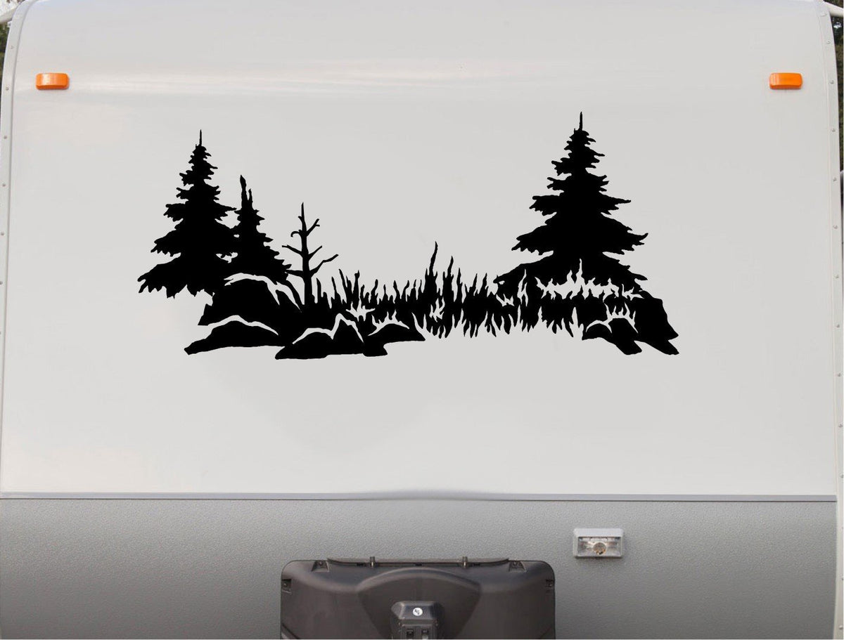 Mountains Trees Decal for RV Camper Motor Home