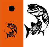 StickerChef Muskey Fish Fishing Cornhole Board Vinyl Decal Sticker