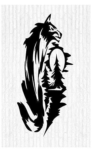 StickerChef Night Wolf Wolves Moon Man Cave Animal Rustic Cabin Lodge Mountains Hunting Vinyl Wall Art Sticker Decal Graphic Home Decor