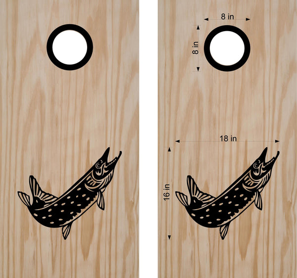 Northern Pike Cornhole Board Decals Bean Bag Toss Sticker Fish