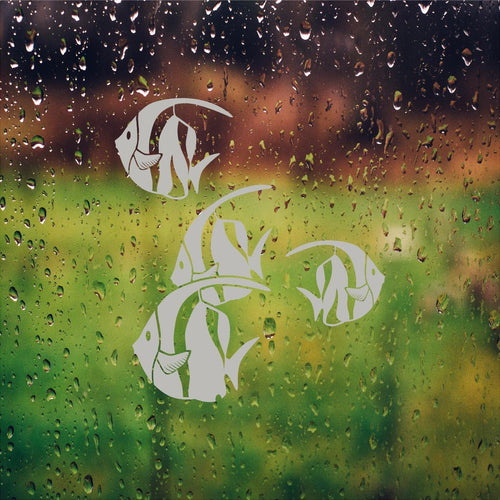 Angelfish Ocean Shower Decal BTE132 - a group of angelfish swimming together frosted etched glass vinyl for a shower door - Sticker Chef