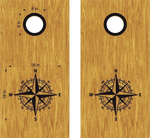 StickerChef Ocean Nautical Compass Cornhole Board Vinyl Decal Sticker