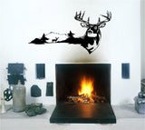 One Buck Deer Wall Decals - Rustic Mountain Mural Vinyl Stickers for Bedroom  Man Cave Decor