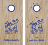 StickerChef Palm Tree Ocean Beach Hammock Cornhole Board Vinyl Decal Sticker