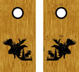 Pine Tree Moose Cornhole Board Decals Sticker