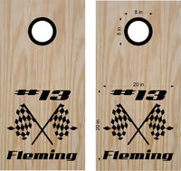 Racing Checkered Flag Cornhole Board Vinyl Decal Sticker