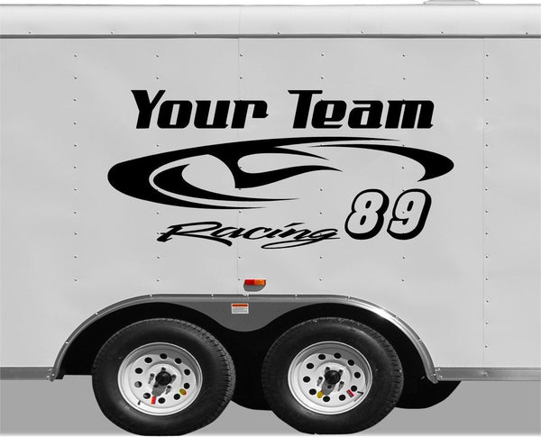 Racing Team Name Trailer Decal Vinyl Decal Custom Text Trailer Sticker YT05