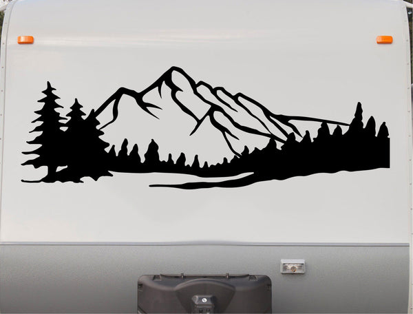 Rocky Mountain Peak Camper Motorhome Decal Scene Trailer RV Stickers CT06