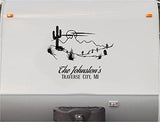 RV Camper Vinyl Decal Sticker  Cactus Desert Mountain Scene