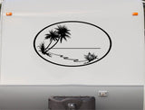 RV Camper Vinyl Decal Sticker  Palm Tree Beach Scene