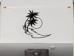 RV Camper Vinyl Decal Sticker  Two Palm Trees Beach Scene