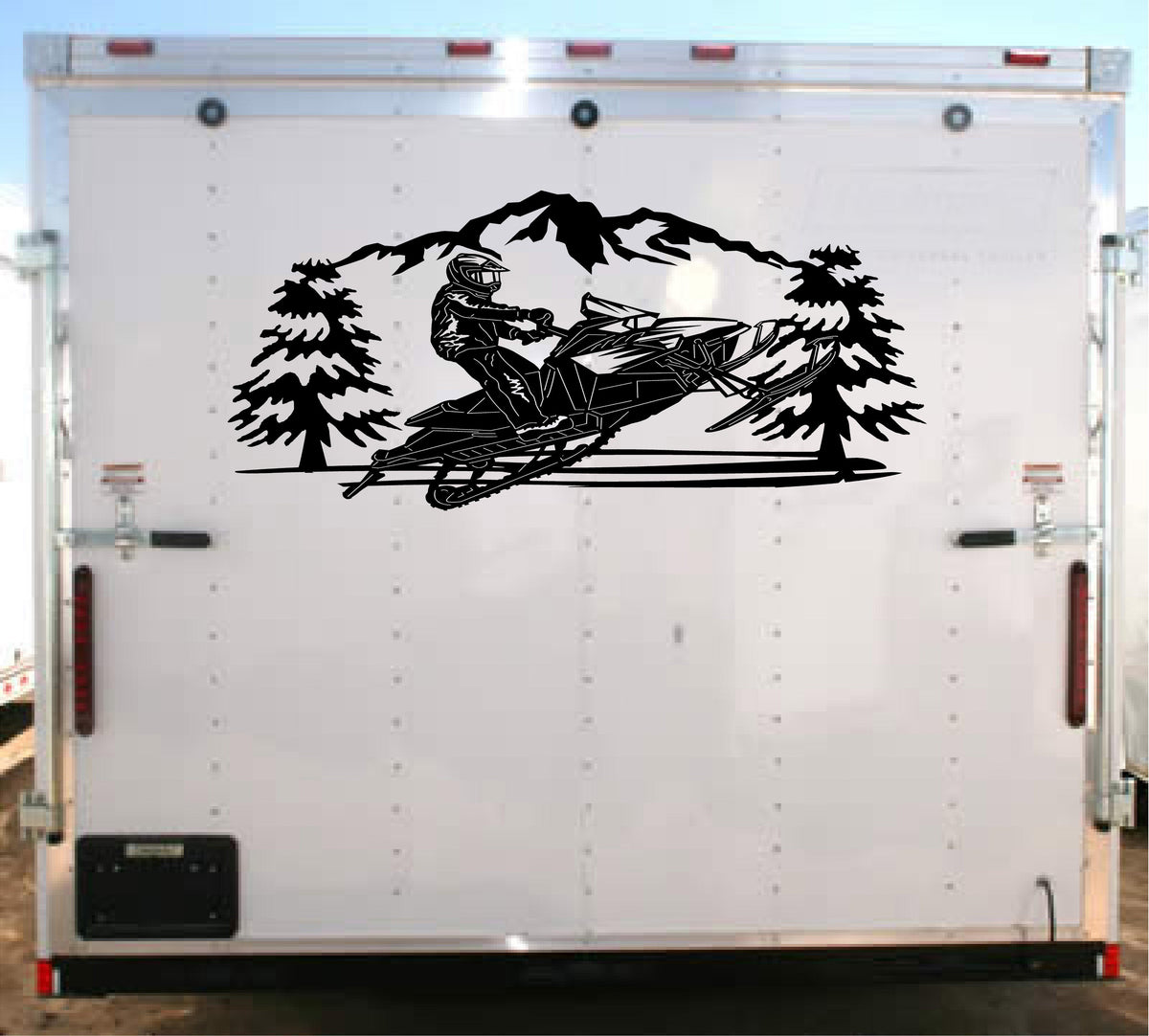 Snowmobile Racing Trailer Decals - Scenic Mountains Stickers