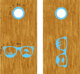 Sunglasses Beach Wave Cornhole Board Vinyl Decal Sticker