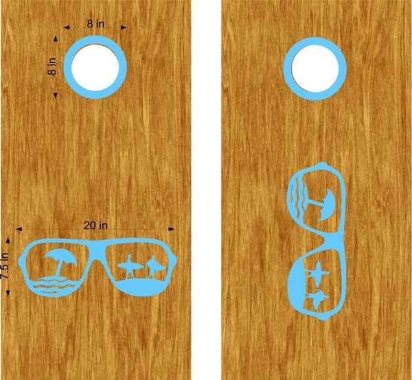 Surfer Sunglasses Beach Wave Cornhole Board Vinyl Decal Sticker