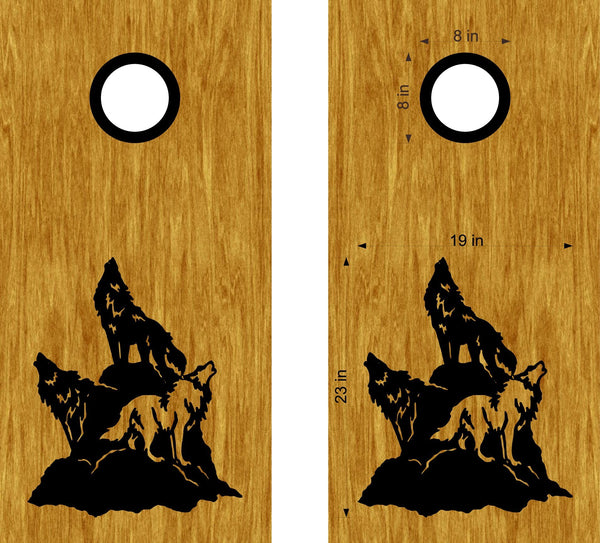 Three Wolves Howling Cornhole Board Decals Sticker