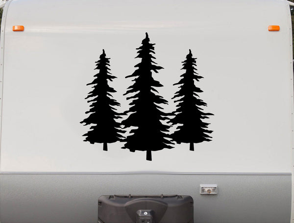 Three Pine Trees RV Camper Decal Scene Trailer Stickers