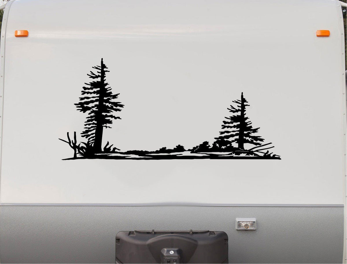 Trees and Mountains Decal for RVs and Campers