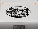 Trees and Mountains Elk Decal RV Camper Motor Home Sticker Mountain Scene