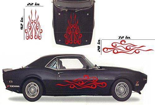 Tribal Flame Car Decals Hood Decal Side Set Vinyl Sticker Auto Kit HF029