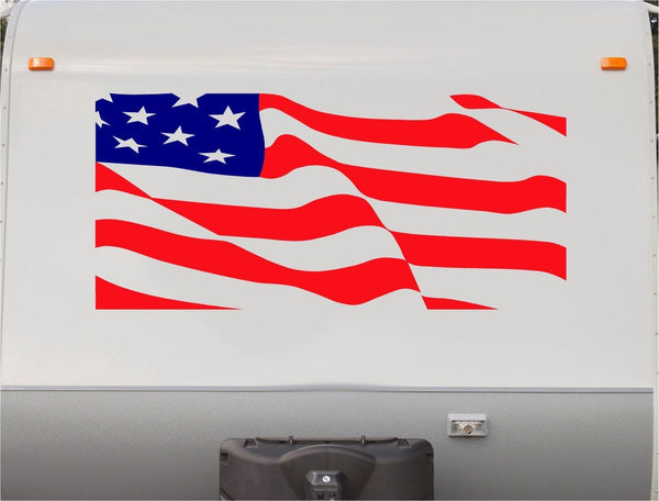 USA Flag Stars and Stripes RV Camper 5th Wheel Motor Home Vinyl Decal Sticker    us002