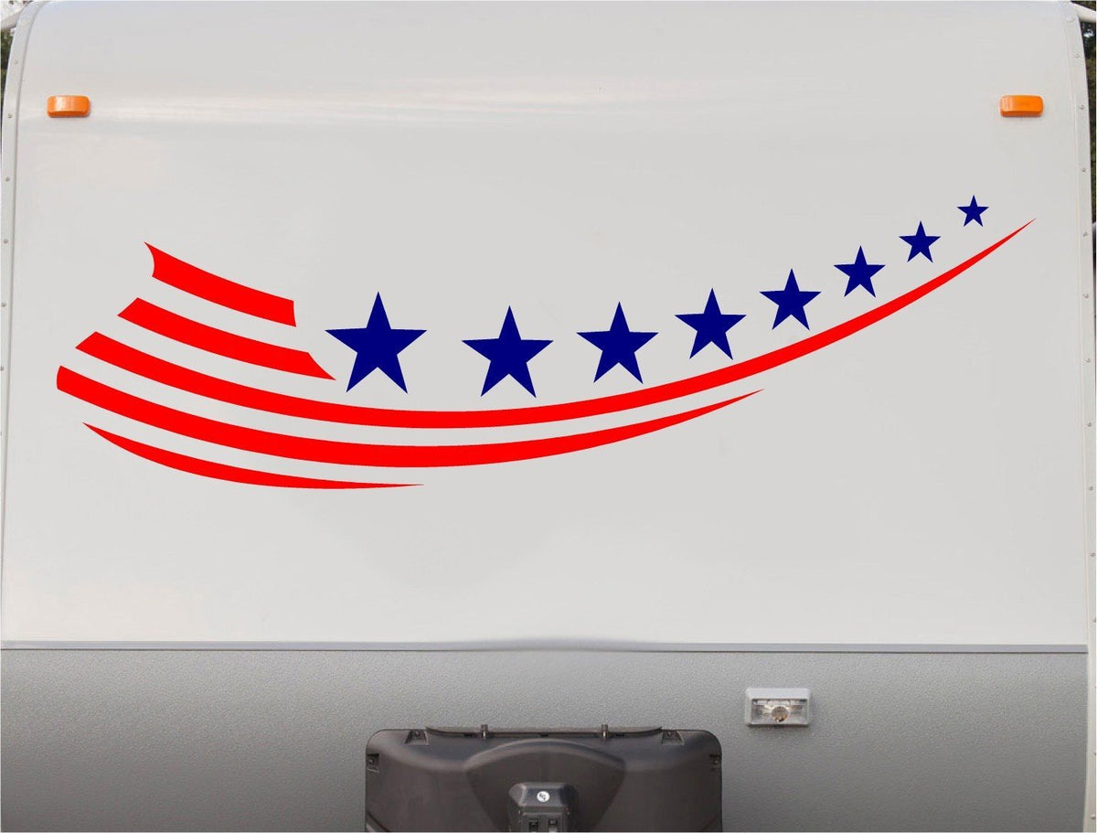 USA Flag RV Camper Vinyl Decal Sticker