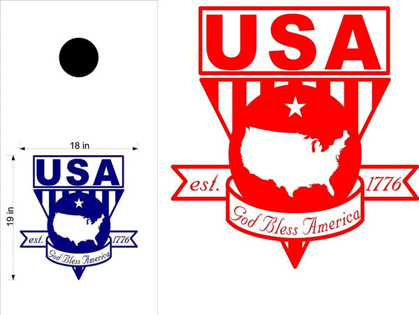 USA Patriotic Cornhole Board Decals Flag Stickers Pat15