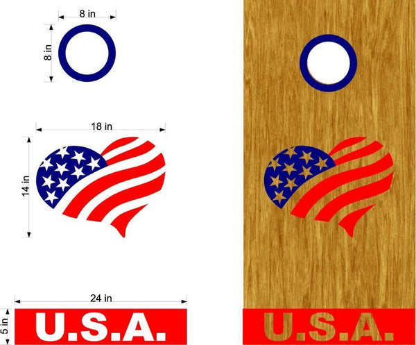 USA Patriotic Flag Cornhole Board Vinyl Decal Sticker