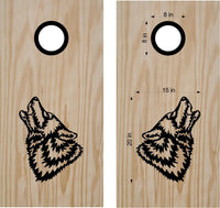 Wolf Howling Cornhole Decal Set Boards Bean Bag Toss Sticker