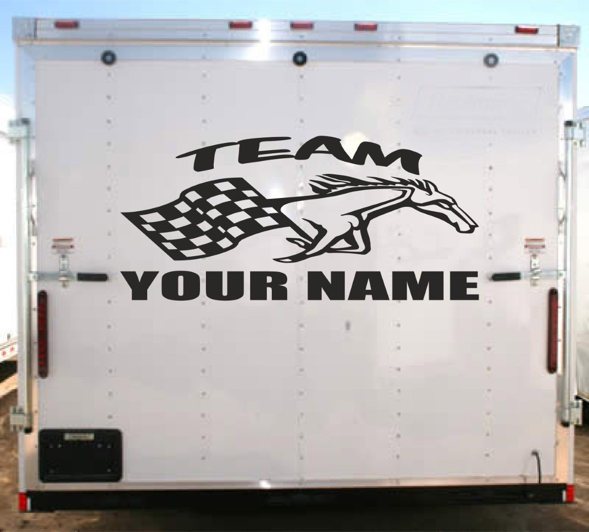 Label Team Racing Custom Text Racing Trailer Decal Vinyl Sticker